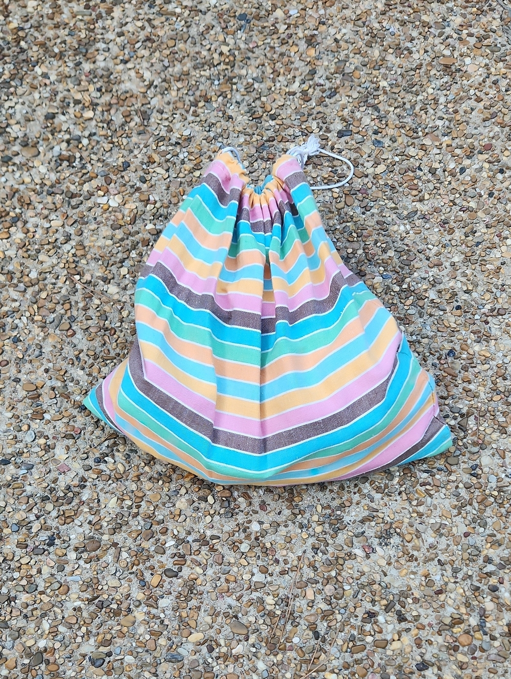 Draw String Striped Bag With Clothes Pins Along With 50+ Clothes Pins